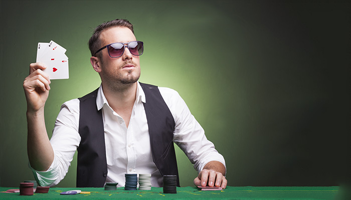 Man on a poker table