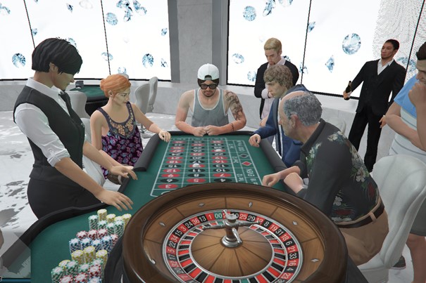 Jugadores apostando en un casino en Grand Theft Auto.