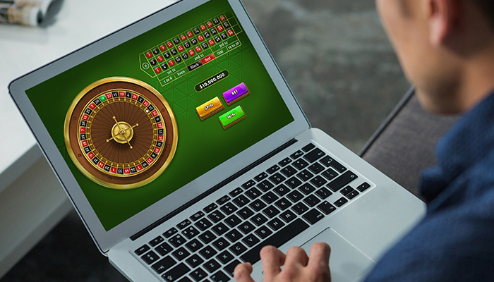 Gambler Playing Roulette Online