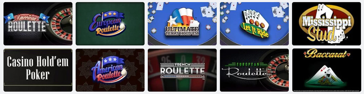 An overview of the available table games at BetRivers Casino WV