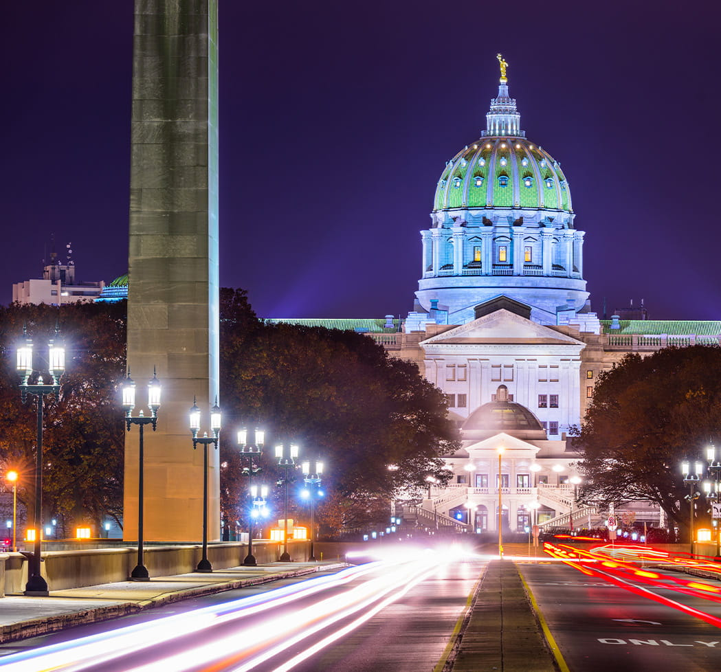 Pennsylvania State Capital building at night