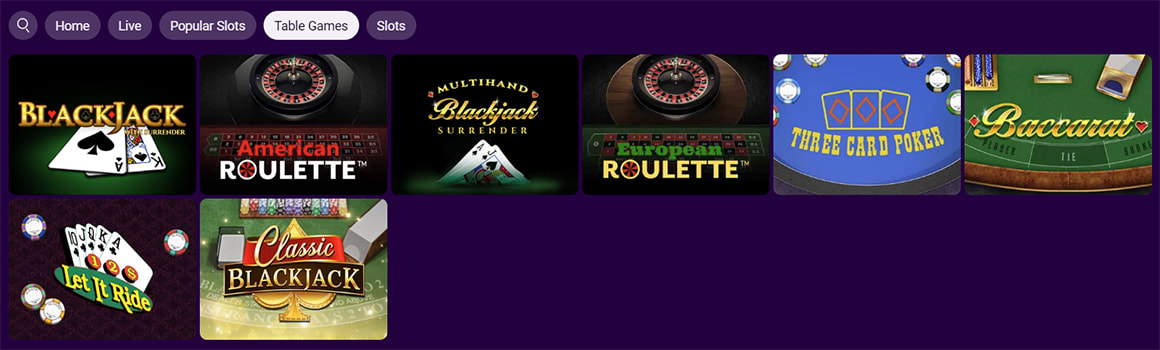 An overview of the available table games at Jackpot City Casino in PA