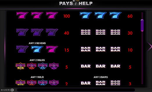Ultra Violet Symbols with Payouts