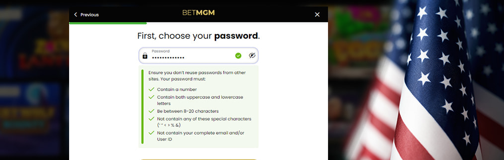 Step three of the sign-up process at BetMGM online casino