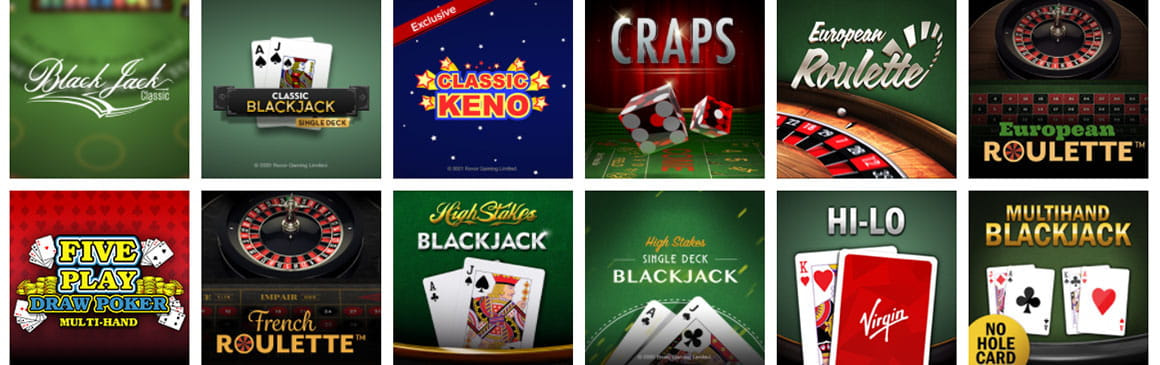 An Overview of the Available Table Games at Virgin Casino