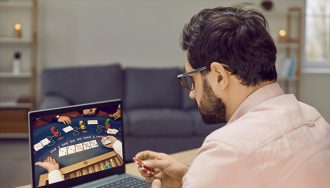 Gambler Playing Blackjack Online