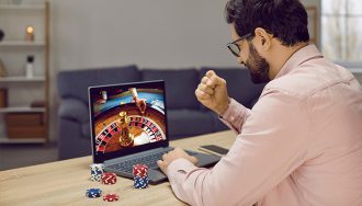 Gambler Playing Live Roulette Online